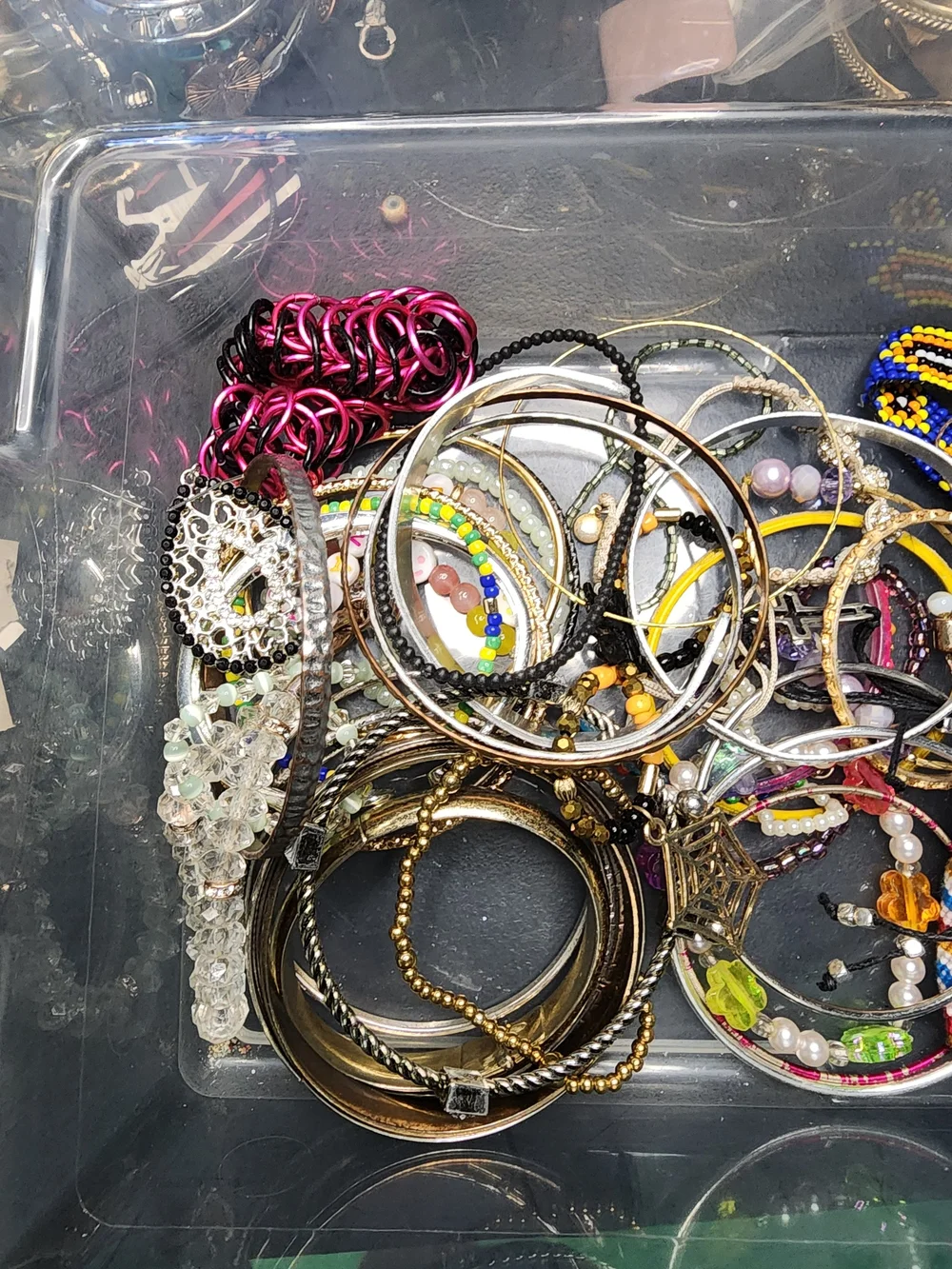 1lb Mixed Color Beaded and Metal Bracelet Set May Or May Not Have Matches